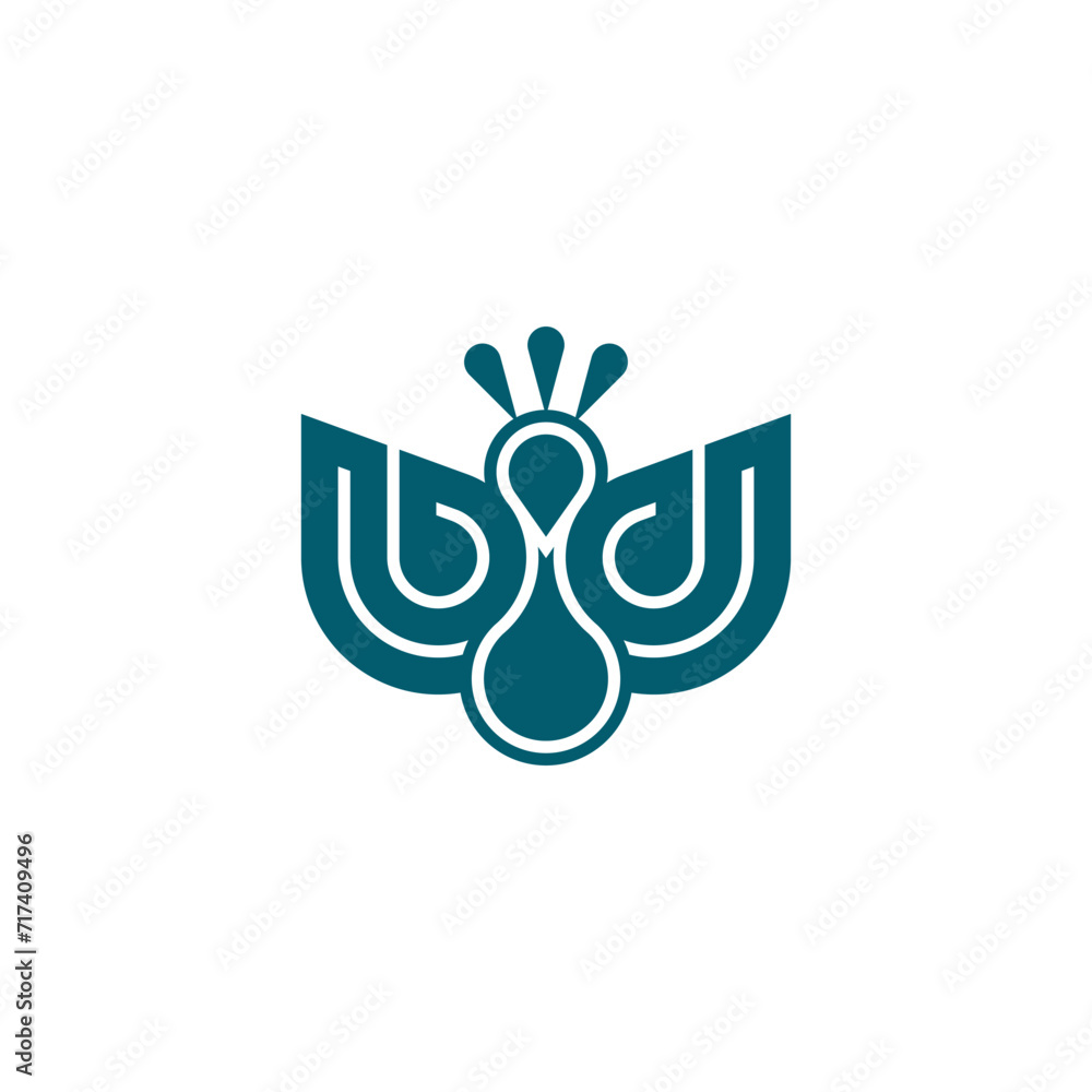 Blue Peacock logo. Minimalist and simple style peacock logo Blue Peacock logo. Minimalist and simple style peacock logo
