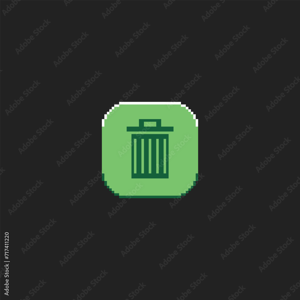 pixel art trash icon with black and white color ,good for your game asset and project. pixel art trash icon with black and white color ,good for your game asset and project.
