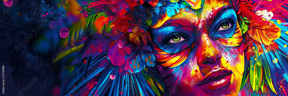 Close-up of colorful dancers at Carnival in Rio. Close-up of colorful dancers at Carnival in Rio.