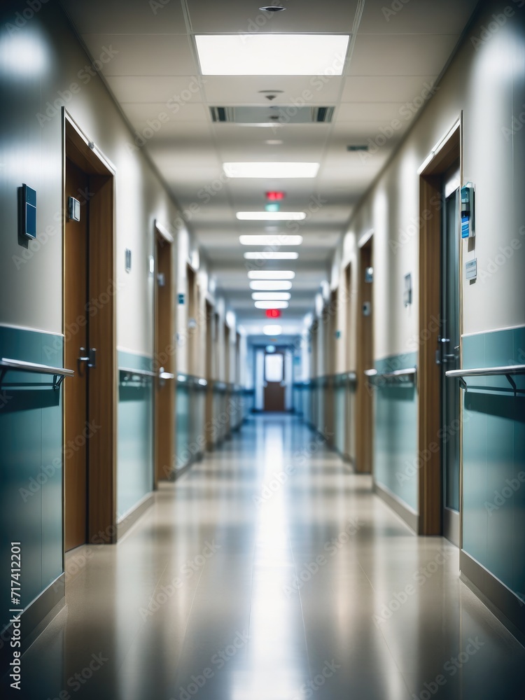 An unoccupied, modern hospital corridor by ai generated An unoccupied, modern hospital corridor by ai generated