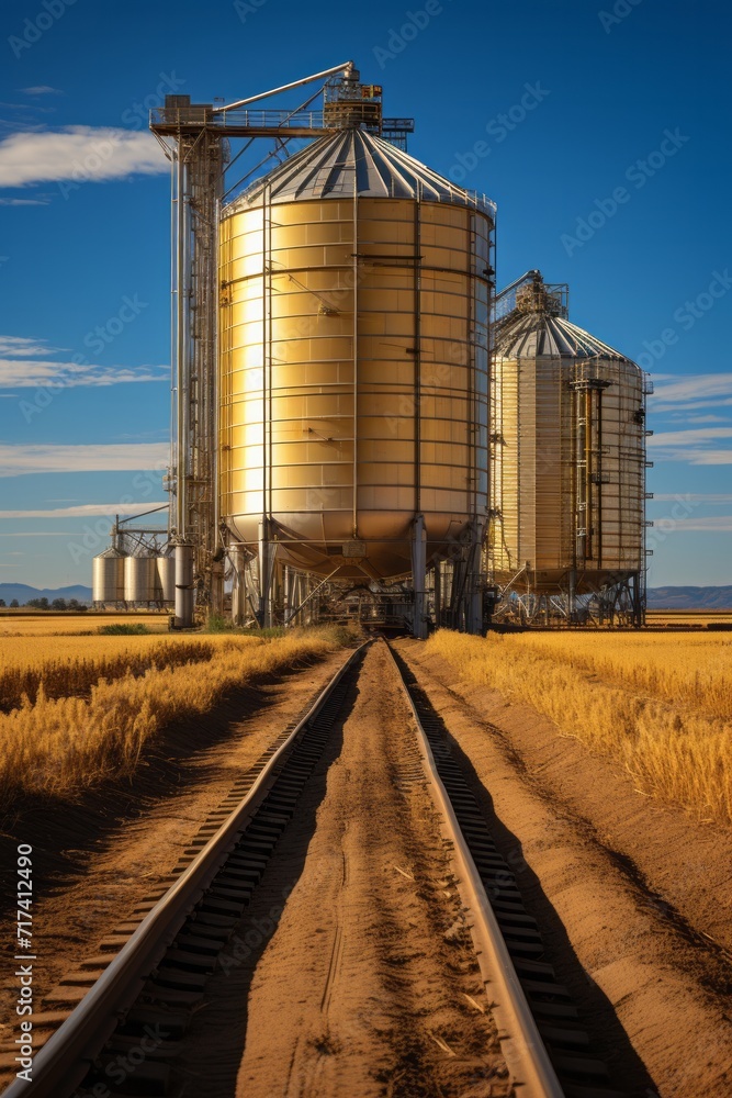 Grain silo with digital inventory management, Generative AI Grain silo with digital inventory management, Generative AI