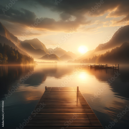Tranquil Dawn: Serenity by the Lake