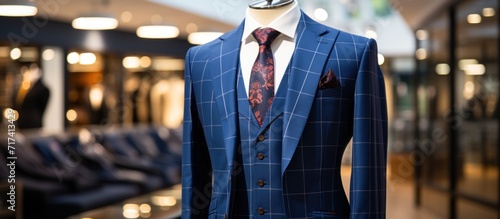 a blue suit on display