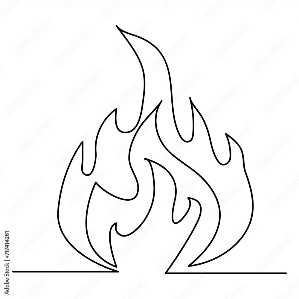 Continuous one line drawing of bonfire line art drawing vector illustration Continuous one line drawing of bonfire line art drawing vector illustration