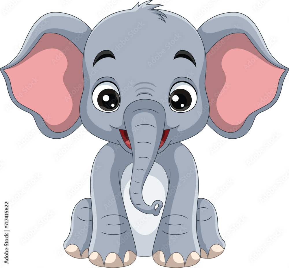 Obraz premium Cartoon elephant on white background