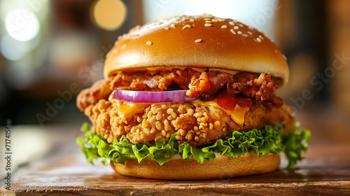 crispy chicken burger photo