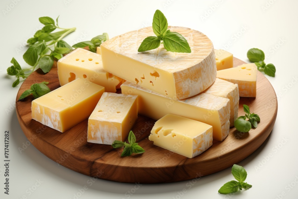 Asiago Cheese Wheel, on isolated white background, Generative AI Asiago Cheese Wheel, on isolated white background, Generative AI