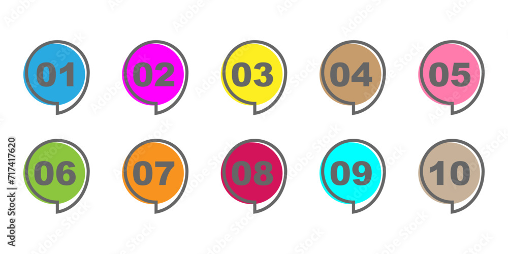 vector set of number point, number bullets points, number marker