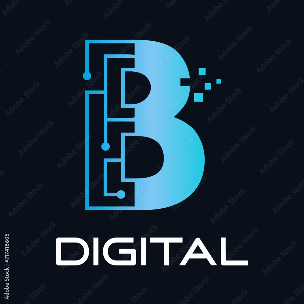 Letter b technology vector logo template. Suitable for technology, digital, web, link, internet, media etc Letter b technology vector logo template. Suitable for technology, digital, web, link, internet, media etc