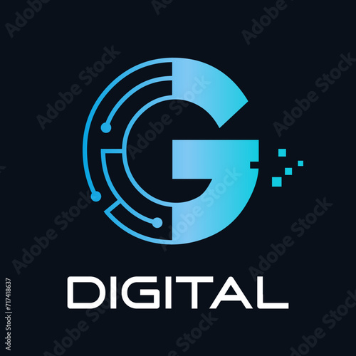 Letter g technology vector logo template. Suitable for technology, digital, web, link, internet, media etc