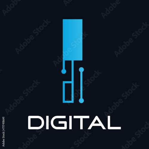 Letter i technology vector logo template. Suitable for technology, digital, web, link, internet, media etc