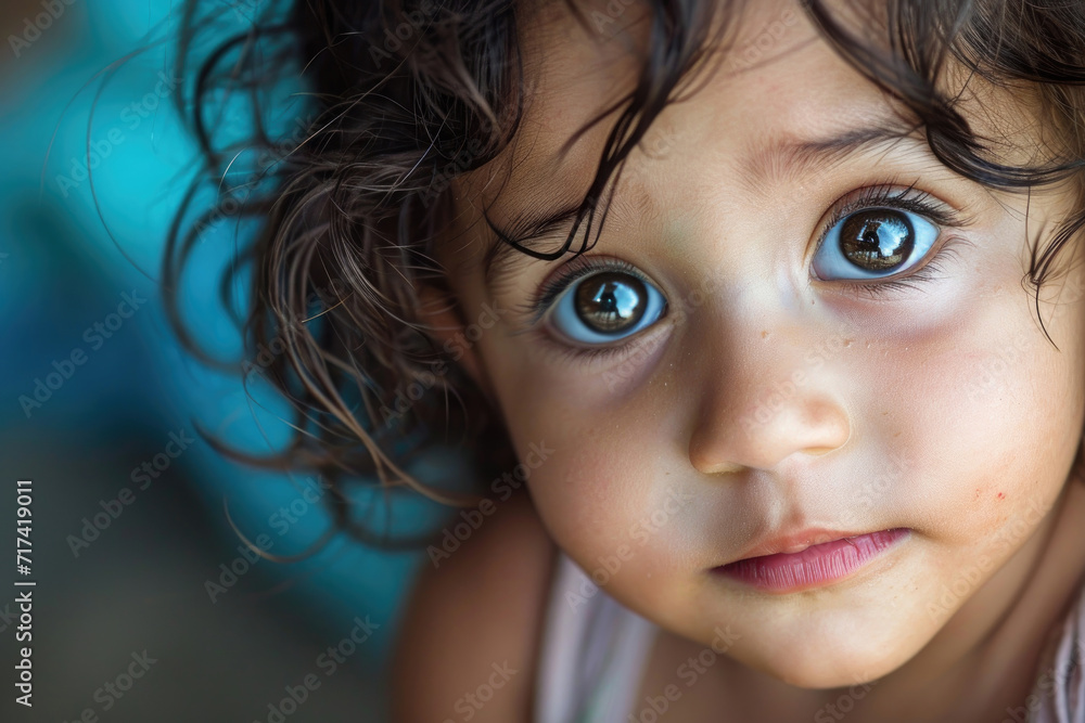 A heartwarming portrait capturing the innocent gaze of a sweet little child