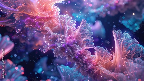 Abstract 3D underwater surreal dreamscape background