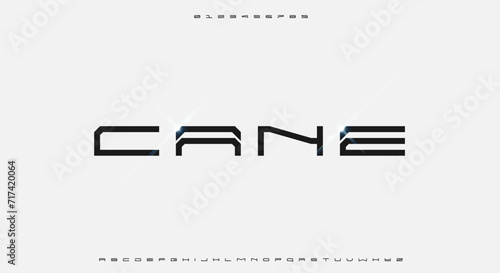 An abstract technology science alphabet font. digital space typography vector illustration design