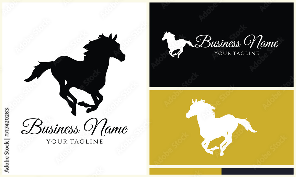 silhouette donkey unicorn logo template