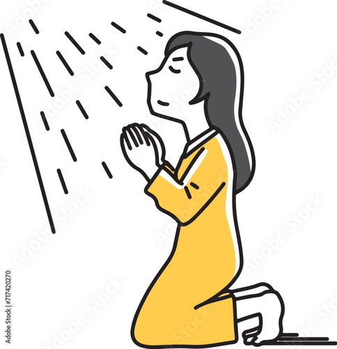 天に向かって祈る女性