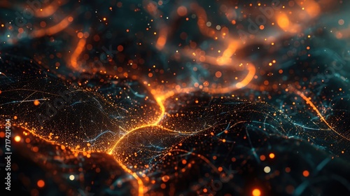 Fractal circuit neural network 3d abstract background