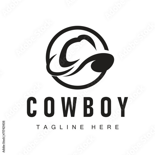 Cowboy hat logo vector hat illustration line texas rodeo cowboy template design
