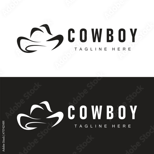 Cowboy hat logo vector hat illustration line texas rodeo cowboy template design
