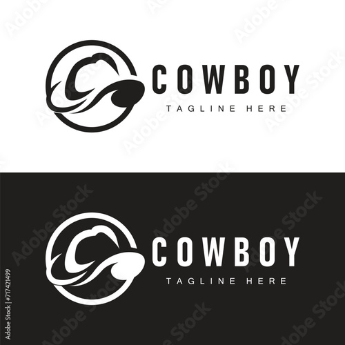 Cowboy hat logo vector hat illustration line texas rodeo cowboy template design