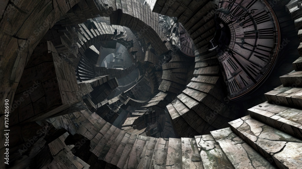 3D time labyrinth warped geometry abstract background 3D time labyrinth warped geometry abstract background
