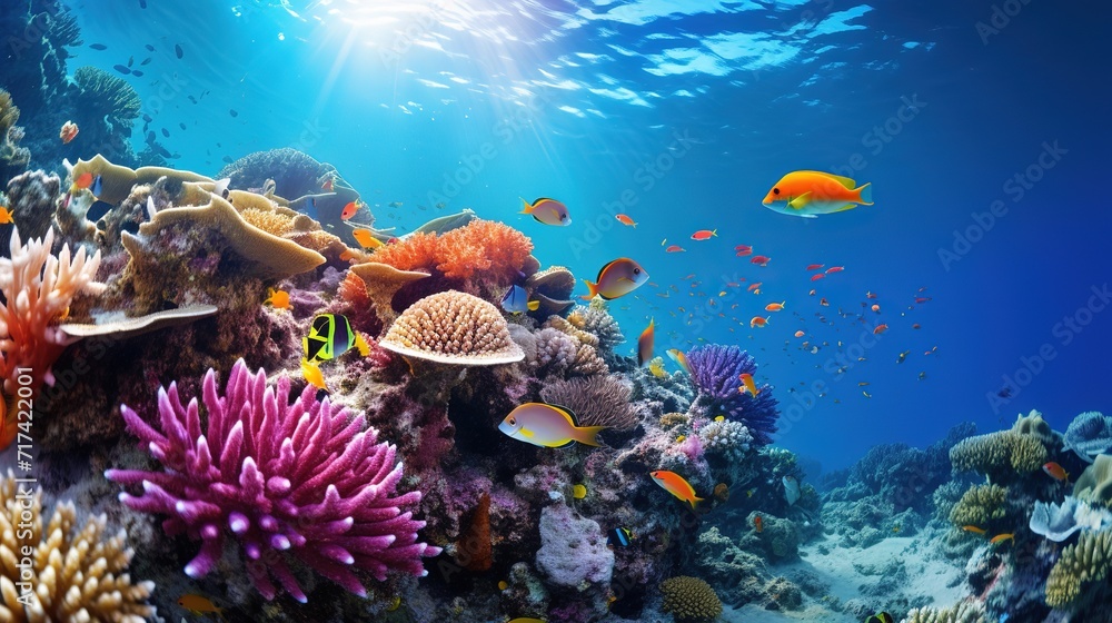 Tropical underwater sea life at bright and colorful Coral reef landscape ai generated Tropical underwater sea life at bright and colorful Coral reef landscape ai generated