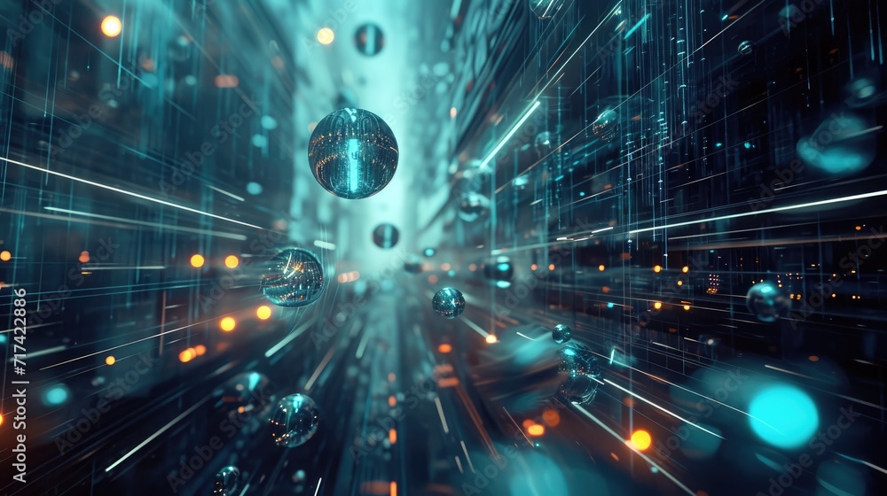 Fototapeta premium 3d Stereoscopic Technology Futuristic Background