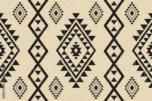 Ikat tribal Indian seamless pattern. Ethnic Aztec fabric carpet mandala ornament native boho chevron textile.Geometric African American oriental tranditional vector illustrations. Embroidery style photo