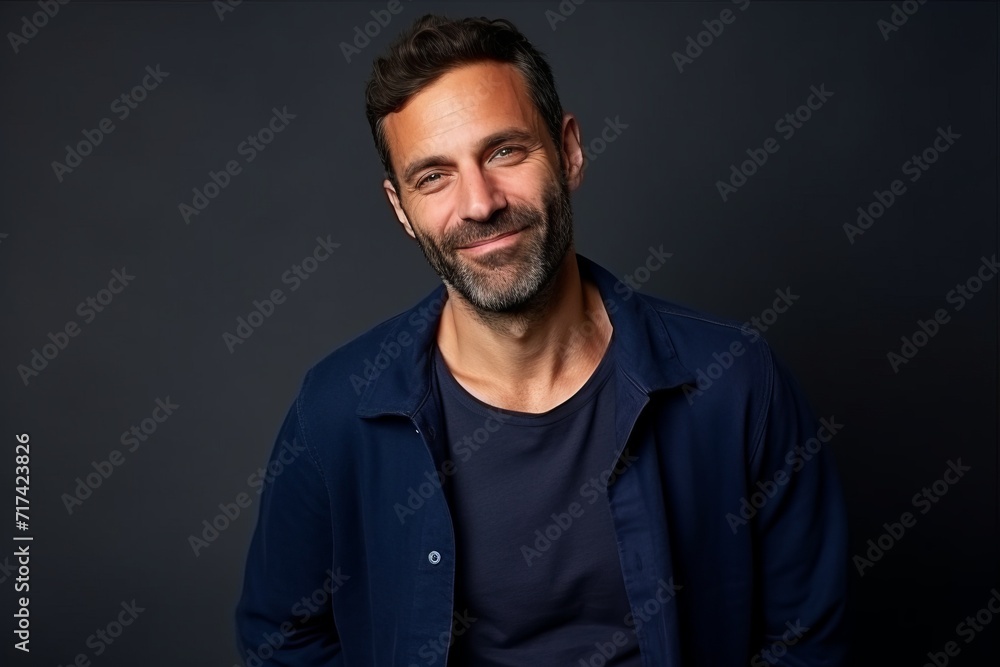 Portrait of a handsome man smiling over dark background. Men's beauty, fashion. Portrait of a handsome man smiling over dark background. Men's beauty, fashion.