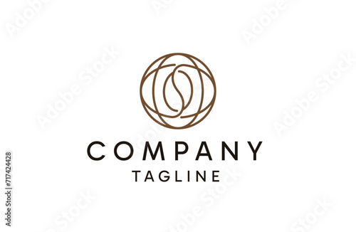 Global coffee bean logo. World with coffee bean shape design template illustration