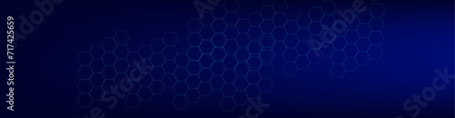 Abstract technology or medical concept blue glowing hexagons shape pattern on dark background. Modern shiny blue lines pattern. Futuristic technology concept. banner  cover. Vector illustration