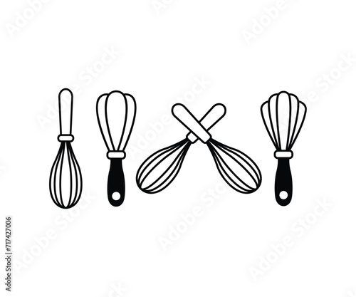 set whisk icon of kitchen utensils simple black white flat illustration vector design collections 