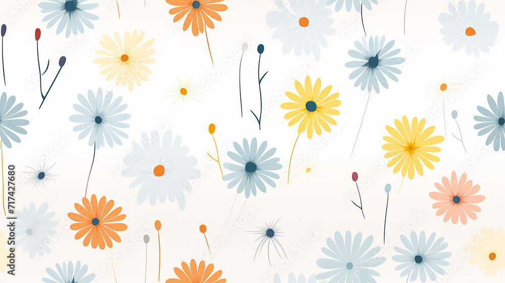 Pastel Colorful Flowers Background - Tile, Seamless Pattern Pastel Colorful Flowers Background - Tile, Seamless Pattern