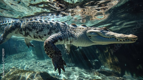 Crocodile underwater, AI generated Image © musa