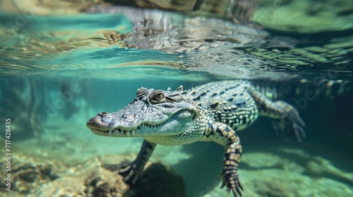 Wallpaper Mural Crocodile underwater, AI generated Image Torontodigital.ca