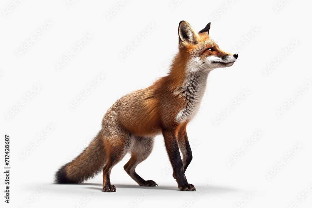 Fototapeta premium Red fox, Vulpes vulpes, running isolated on white background. 3d render.