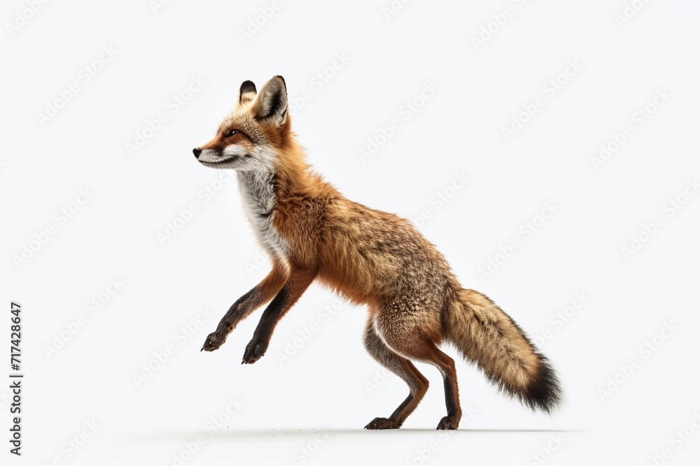 Fototapeta premium Red fox, Vulpes vulpes, standing isolated on white background. 3d render