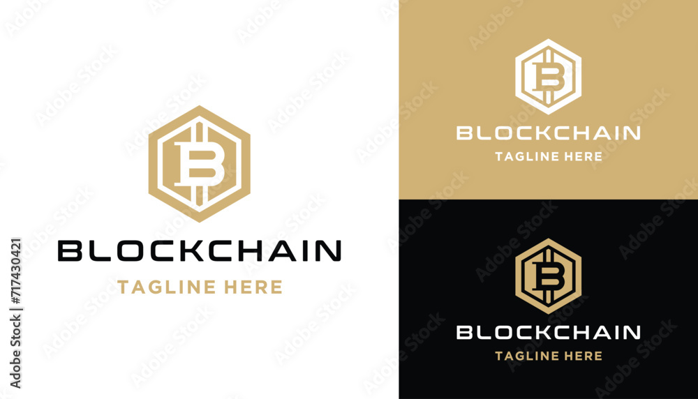Golden Initial Letter B with Hexagon For with Business Brand Inspiration Logo Golden Initial Letter B with Hexagon For with Business Brand Inspiration Logo