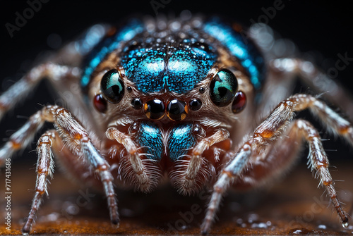 Close up image of Spider ,beauty of a spider's iridescent fangs macro lens