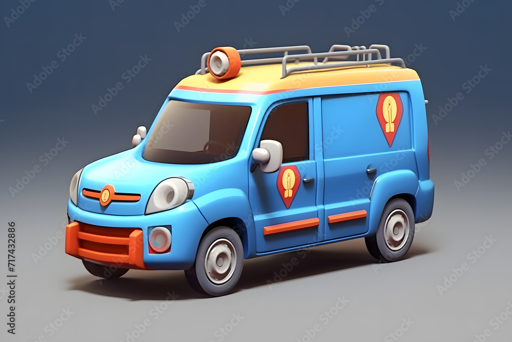 3d rendering cartoon ambulance car