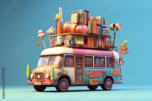 3d rendering cartoon Mobile Library photo
