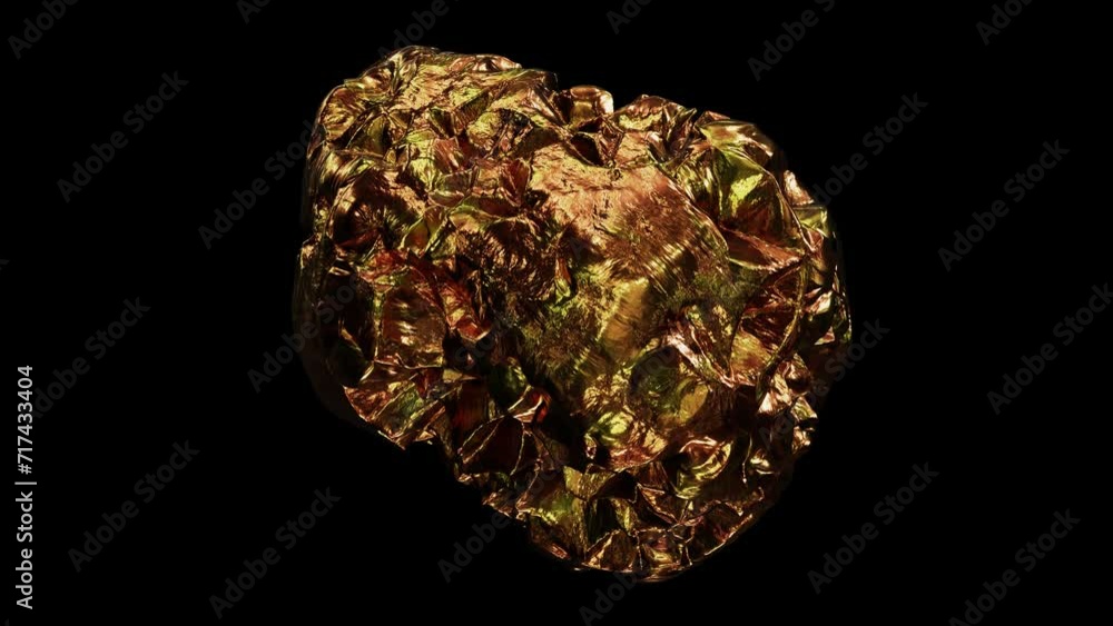 Realistic looping 3D animation of the spinning shining precious gold nugget demonstration rendered in UHD with alpha matte Realistic looping 3D animation of the spinning shining precious gold nugget demonstration rendered in UHD with alpha matte