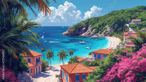 Caribbean Lesser Antilles Saint Barthelemy, Background Banner HD photo