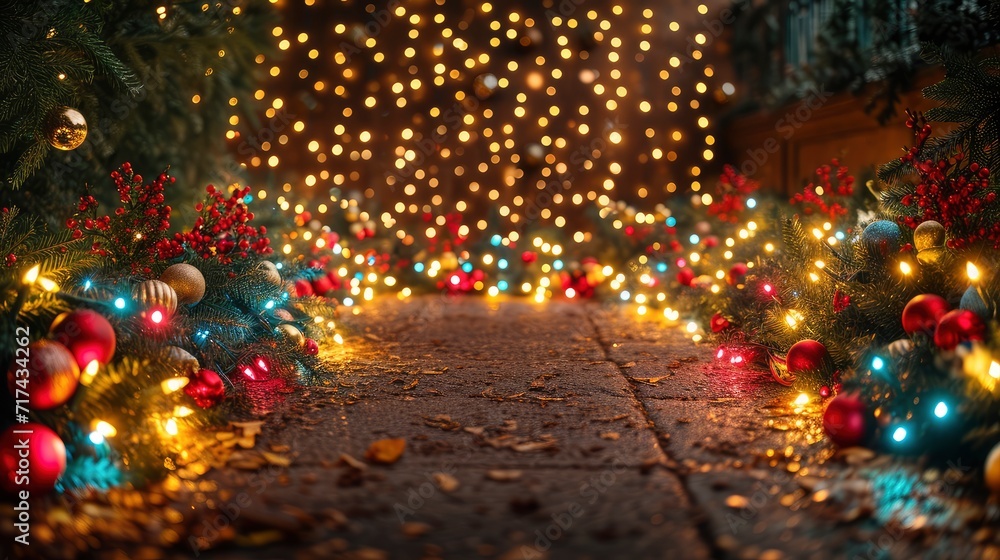 Christmas Romantic Lights Frame On Black, Background Banner HD