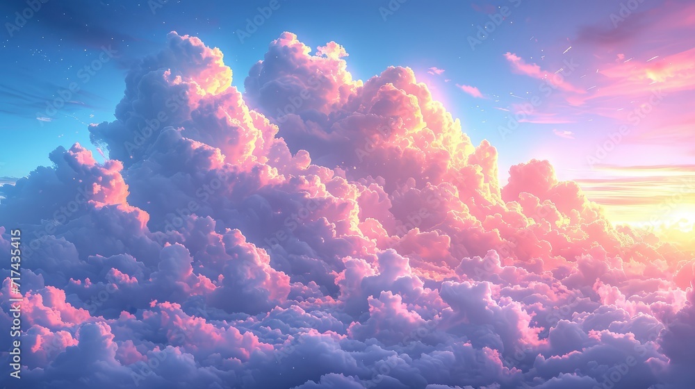 Cloudscape Rainbow Natural Sky Blue White, Background Banner HD