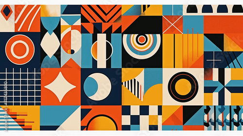 collage of various geometric shapes and patterns element contemporary
