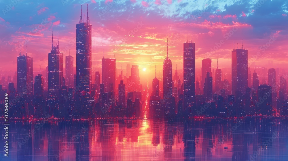 Fototapeta premium Construction Skyscrapers Cranes Afternoon, Background Banner HD