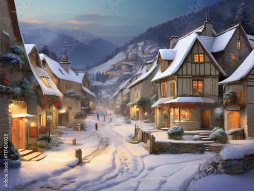 village in the mountains snow cold resort 