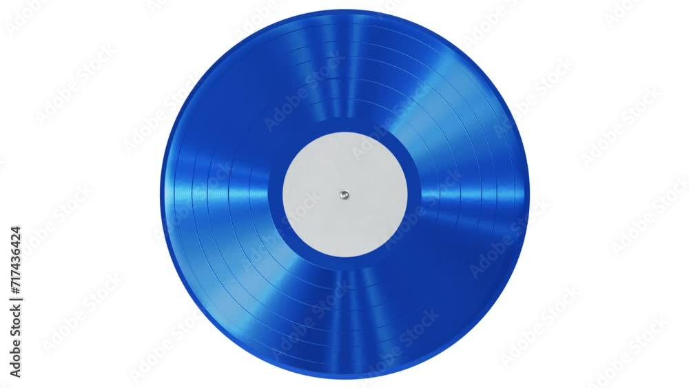Realistic seamless looping 3D animation of the spinning single fancy blue vinyl record with a blank white label rendered in UHD as motion background Realistic seamless looping 3D animation of the spinning single fancy blue vinyl record with a blank white label rendered in UHD as motion background