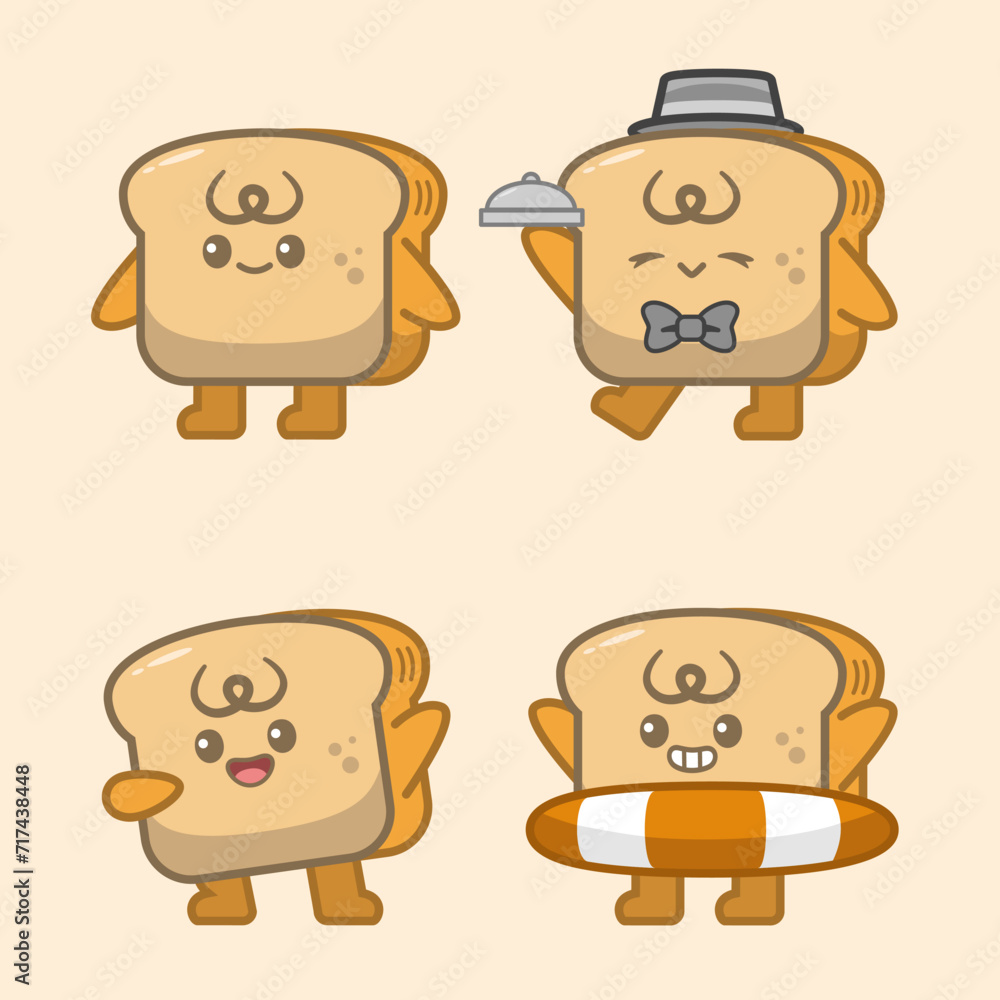 Cute Bread Cartoon Character Illustration Cute Bread Cartoon Character Illustration